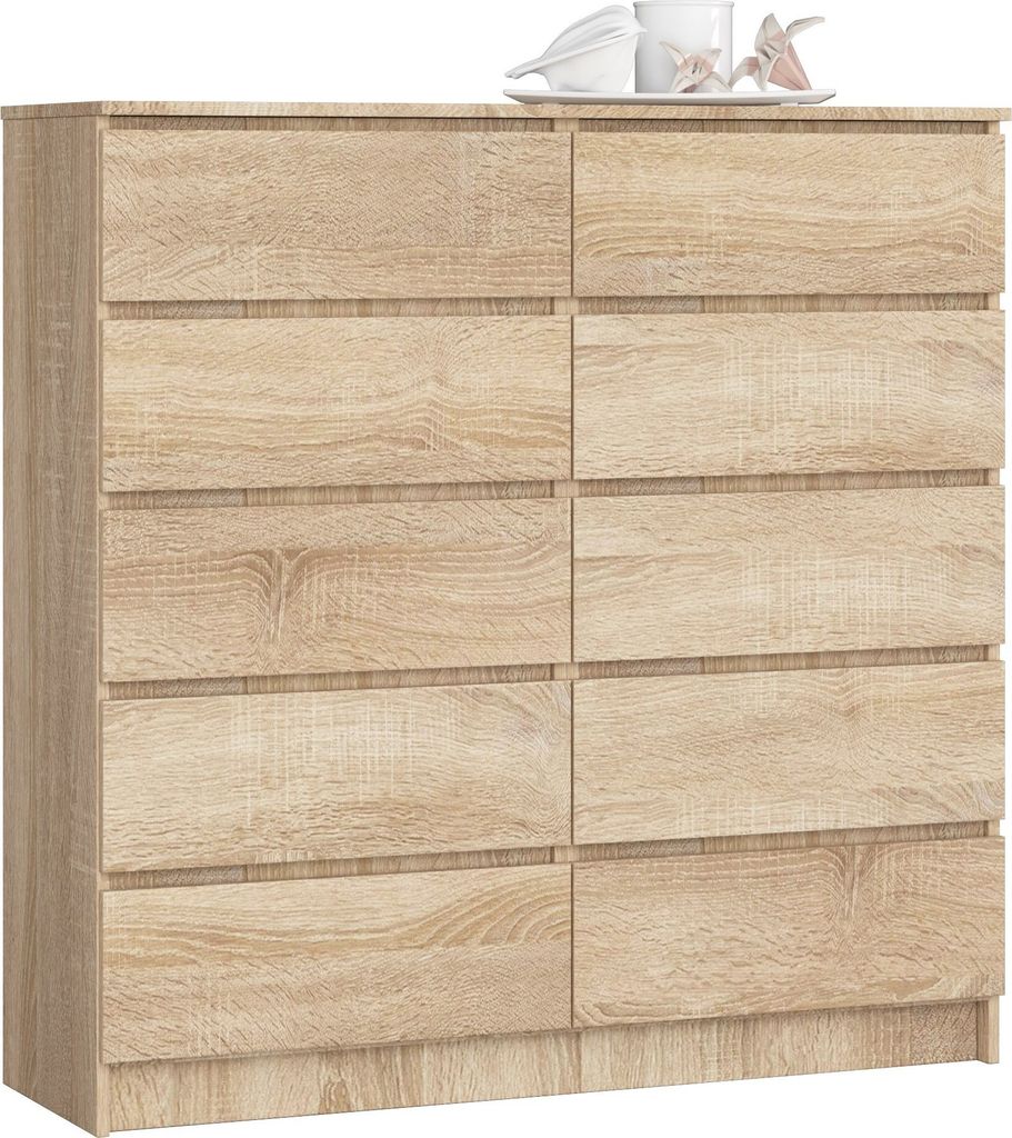 Komoda AKORD K120 Dąb Sonoma 120 cm 10 szuflad kolor Dąb Zdjęcie produktu 
