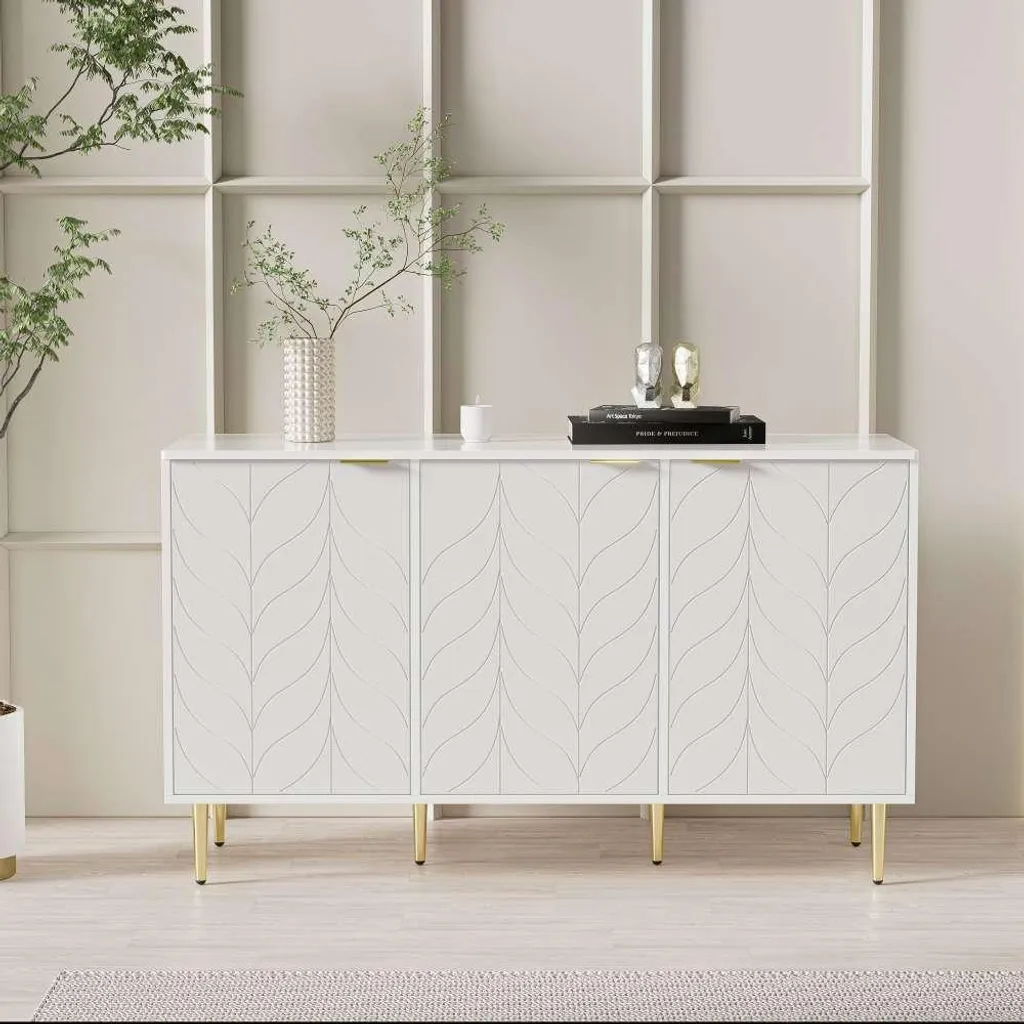Buffet blanc 127cm : Rangez tout avec style grâce à ses 6 compartiments