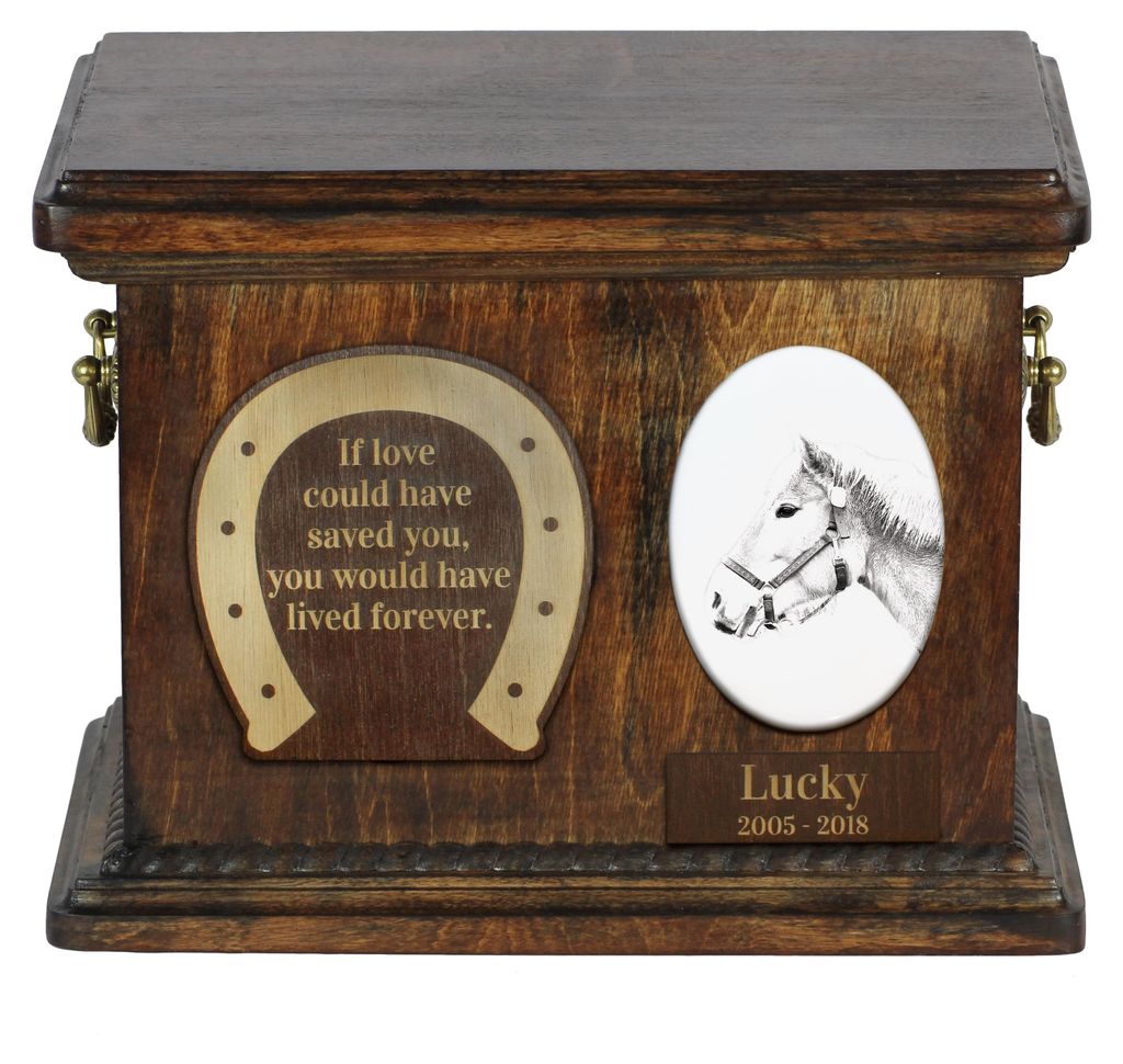 Haflinger - Eine Urne für die Asche eines Pferdes, eine Urne für ein Pferd mit Foto, personalisierte Tierasche-Box von Art-Dog.