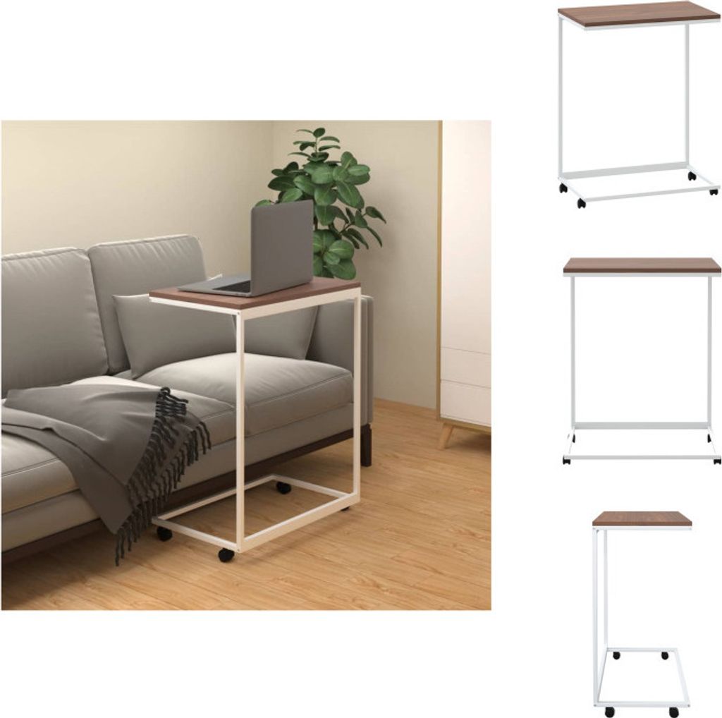 vidaXL Beistelltisch mit Rollen Weiß 55x35x70 cm Holzwerkstoff - Couchtische