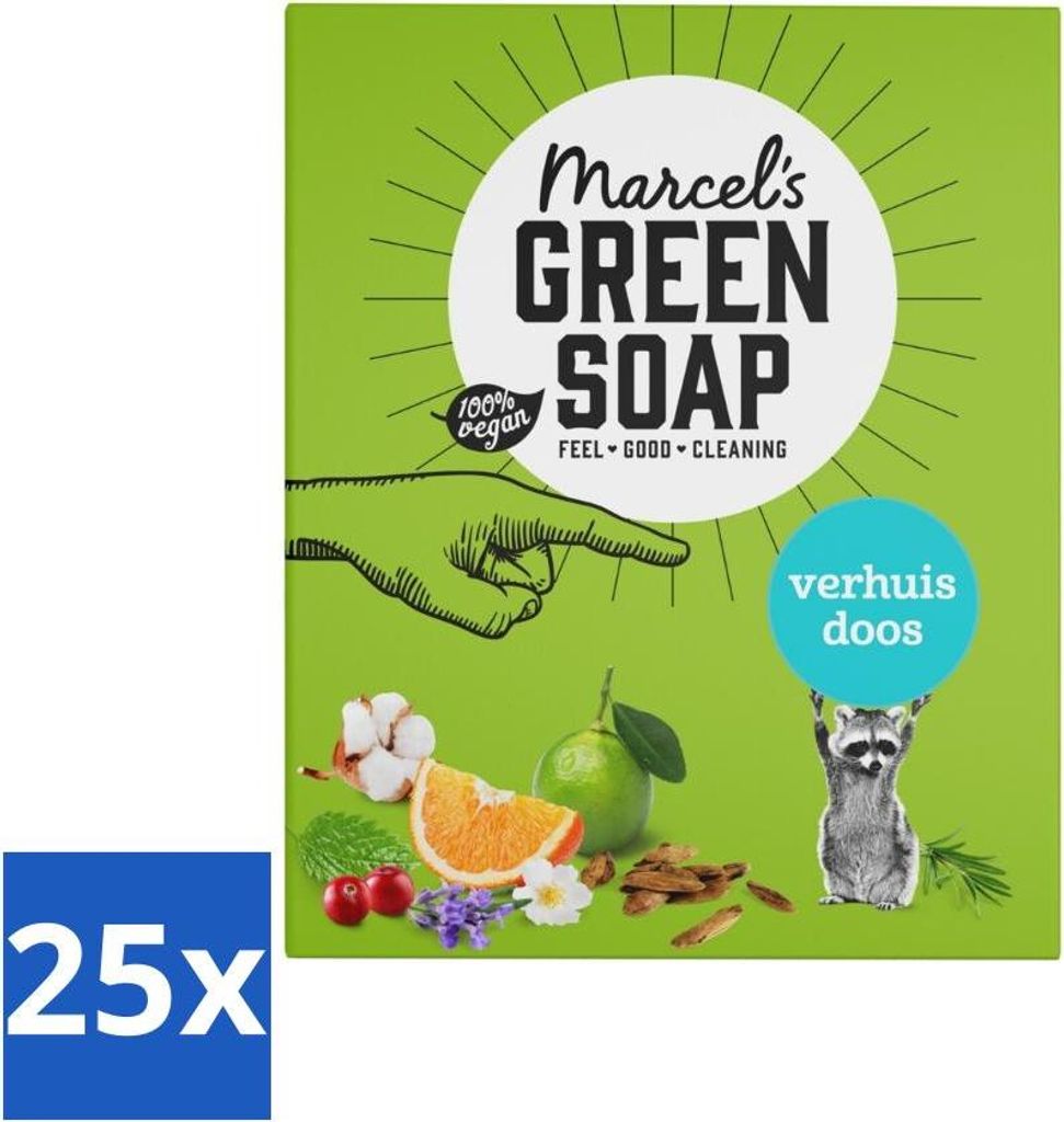 Marcel‘s Green Soap – Umzugskarton – Nachhaltige Reinigung – Natürliche Pflege – 8 Seifen - Vorteilspack - 25 Stücke