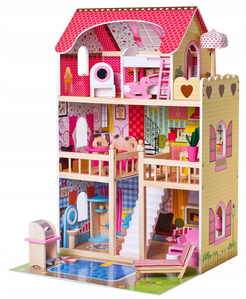 Maison de poupées en bois avec éclairage LED | Set de Image du produit 