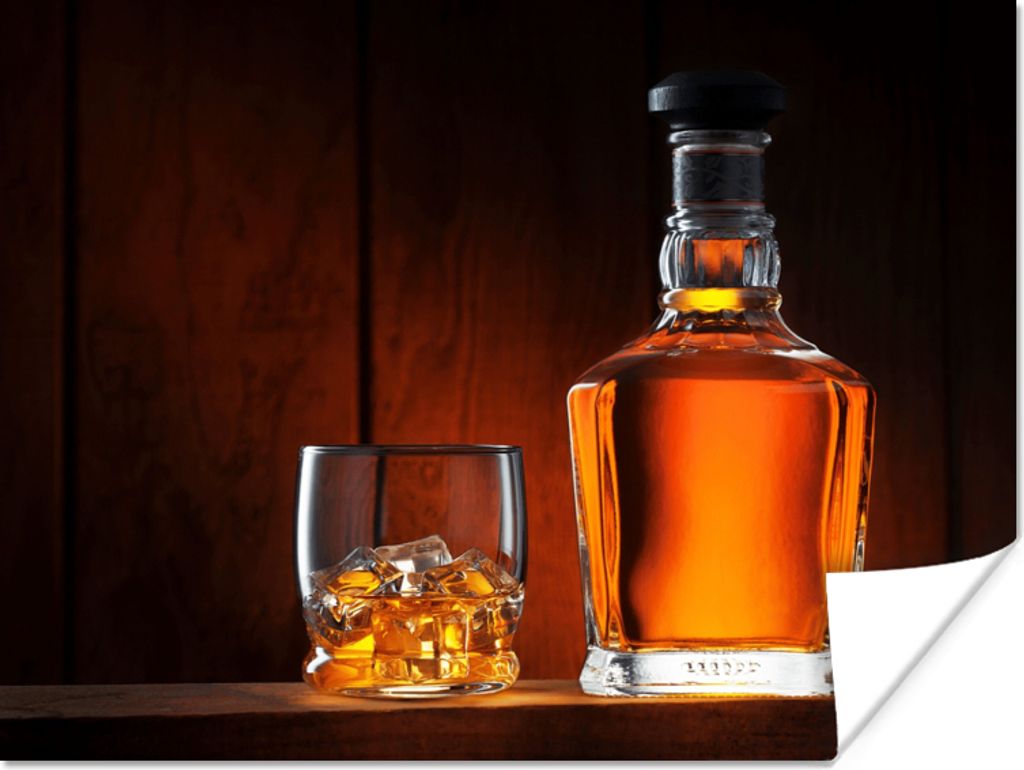 MuchoWow Poster Whiskey - Flasche - Karaffe 80x60 cm - Kunst für zu Hause