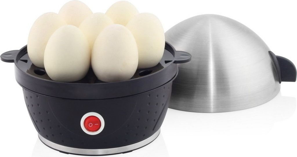 Eierkocher Edelstahl schwarz 7 Eier 380 Watt Messbecher mit Produktbild 6