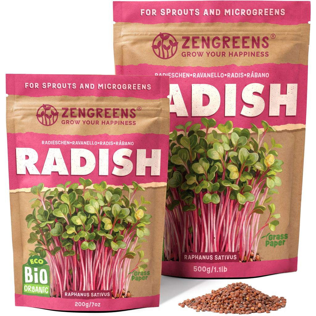 ZenGreens® Eko Nasiona na Kiełki Rzodkiewka 200 g – Kiełki Zdjęcie produktu 