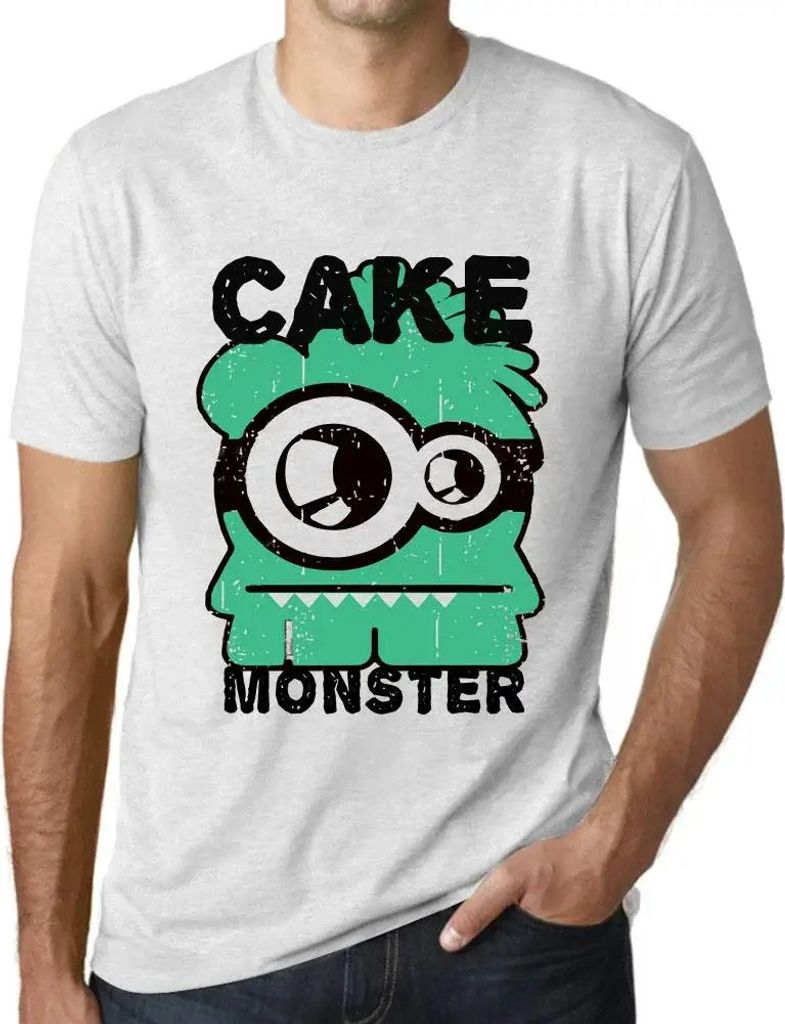 Herren Grafik T-Shirt Tortenmonster – Cake Monster – Öko-Verantwortlich Vintage Jahrgang Kurzarm Lustige Druck Geburtstag Geschenk Mann