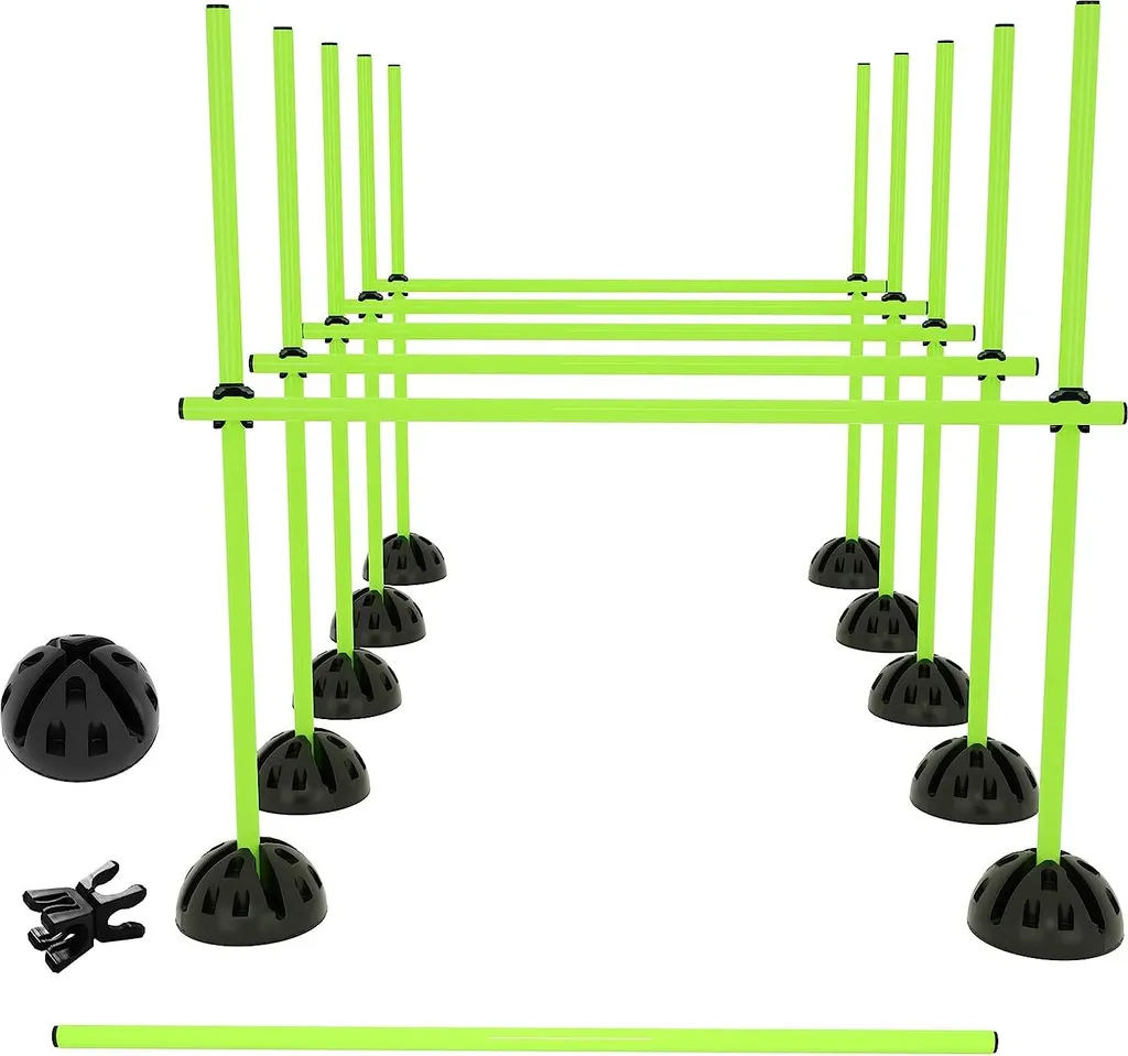 Kit Agilité 15 Barres 100cm Vert avec 10 Pieds en X Stables pour Sport