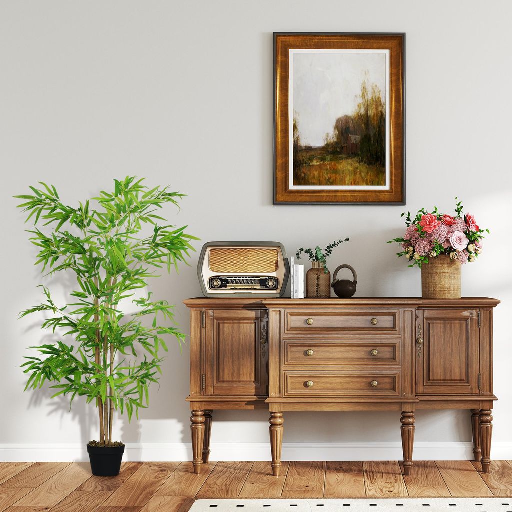 Outsunny Set 2 Piante Di Bambù Artificiali In Vaso Da 180cm Per Interni Ed Esterni 91251630