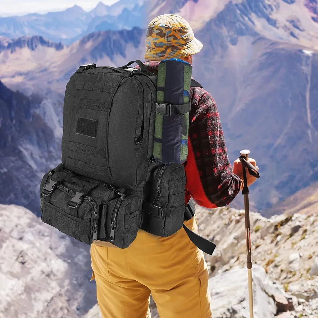 Sac tactique étanche 55L grand volume avec compartiments pour le trekking
