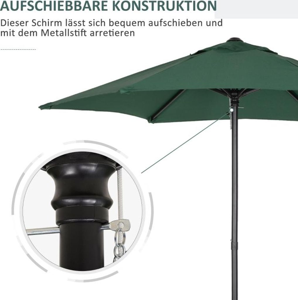Sonnenschirm Ø196 cm, Sonnenschirm mit Knickfunktion, sechseckig Balkonschirm Strandschirm windfest stabil Kurbelschirm Sonnenschutz für Strand B...
