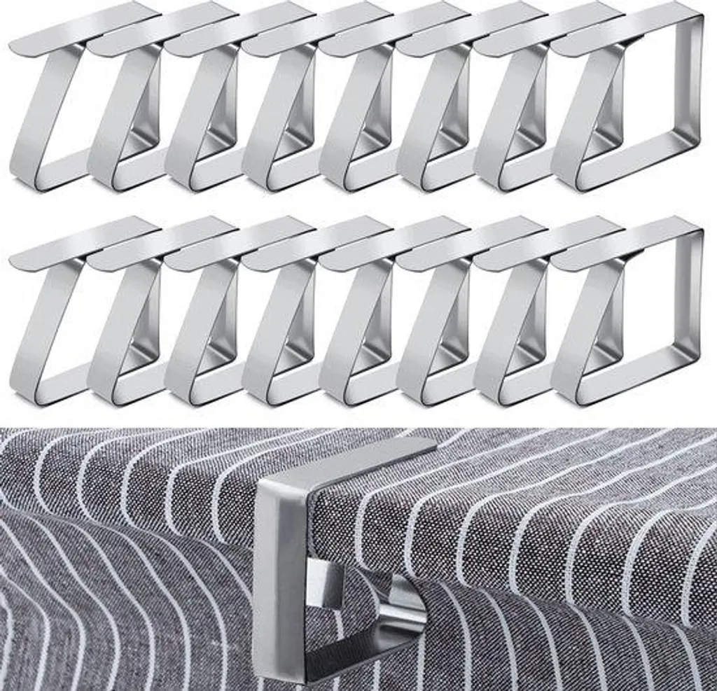 Pince nappe invisible en métal 5x4 cm lot de 16 pour pique-nique extérieur