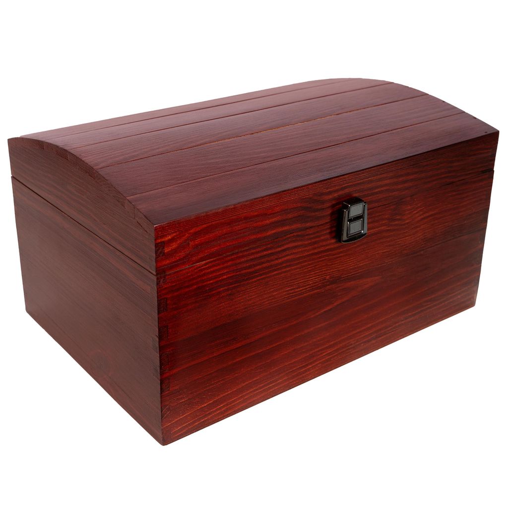 Creative Deco XXL Große Rot Holztruhe Holzkiste mit Deckel und Schloss | 34,5 x 25 x 19,2 cm | Schatztruhe Groß Spielzeugkiste Holzbox Lackiert K...
