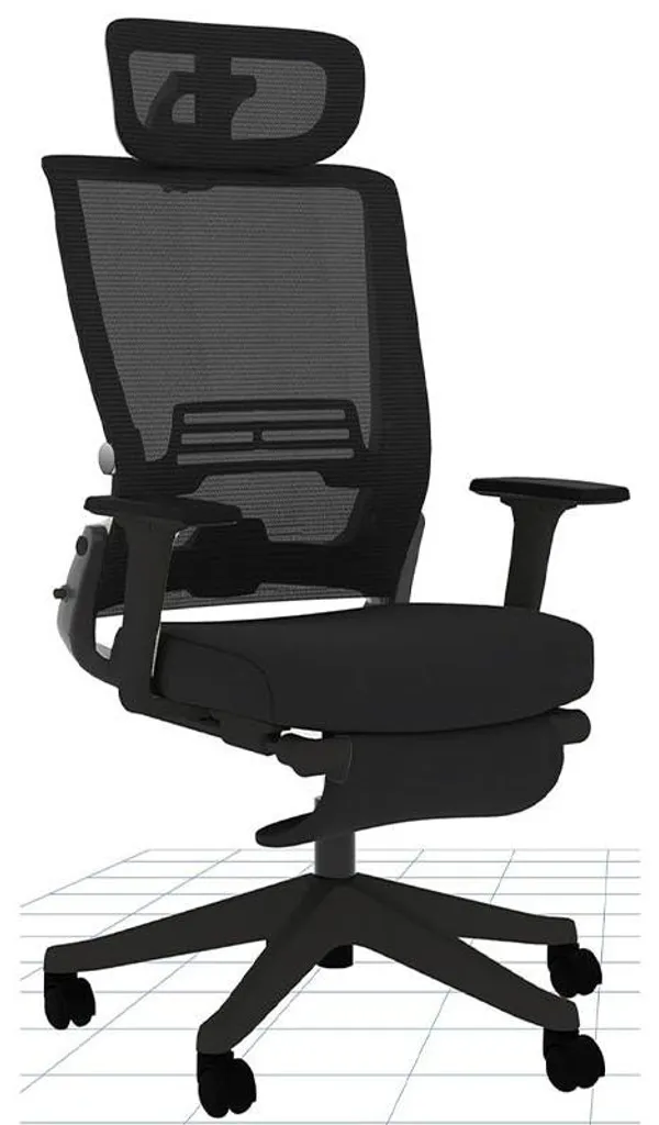 Chaise de bureau ergonomique noire OS1B avec soutien cervical en 3D