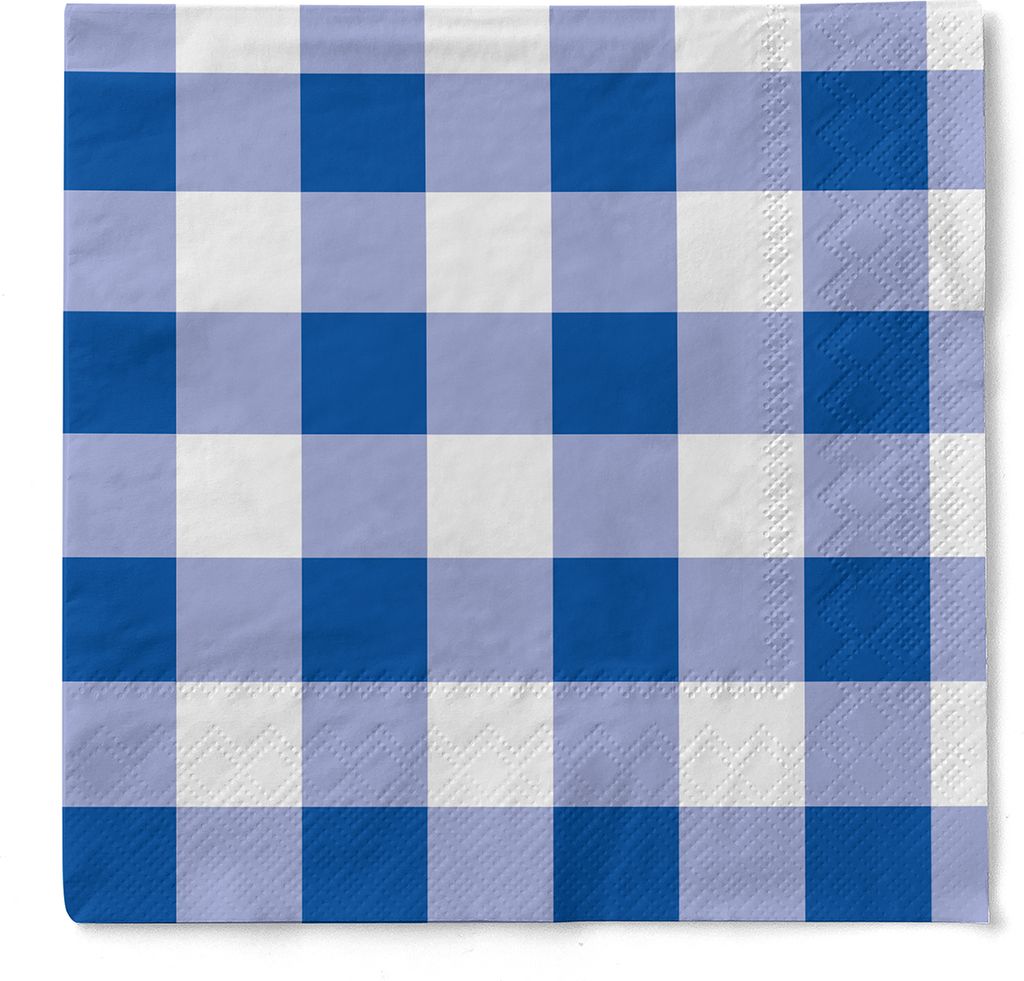 Tissue Serviette Karo in Blau, 33 x 33 cm, 3-lagig, 100 Stück - Mank