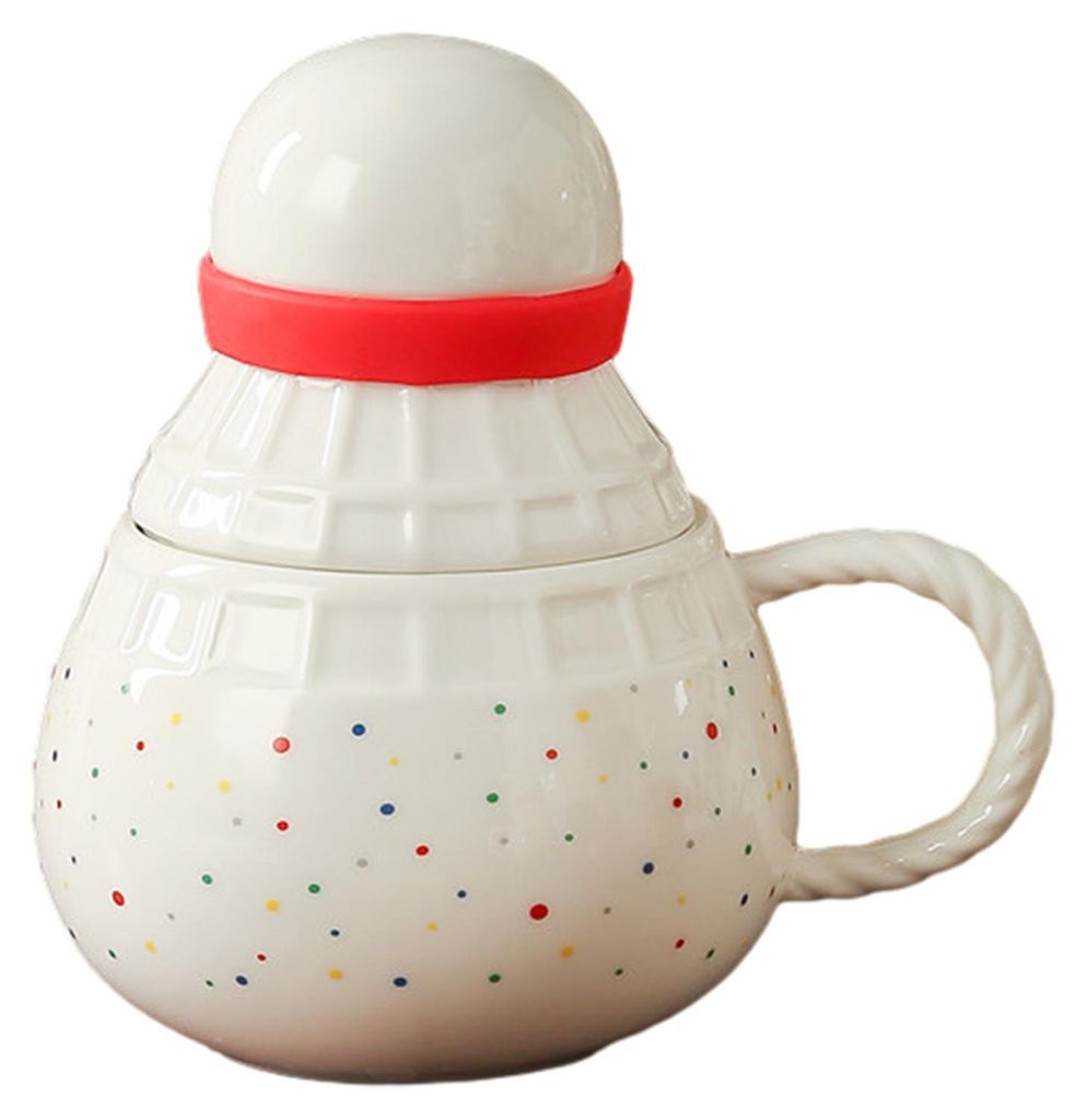 Sportmotiv-Keramikbecher mit Deckel und Löffel – Badminton, Fußball, Basketball – Kaffee- und Teetasse – Einzigartiges Geschenk für Sportb...