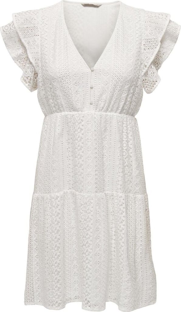 ONLY Kurzes Kleid, Knielang, V-Ausschnitt, Spitzen-Detail Größe: L