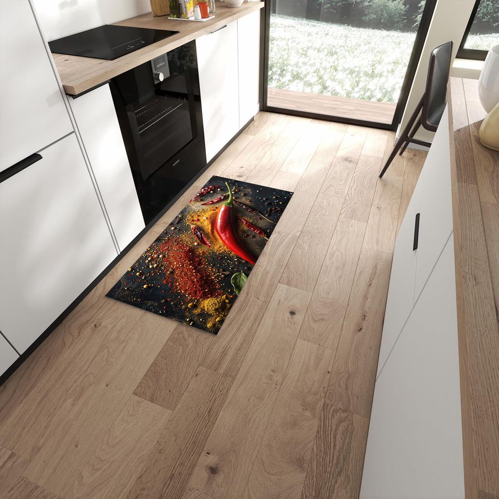 Küchenteppich 60x120cm rutschfest & abwischbar PVC Läufer - Gewürzmischung ansicht