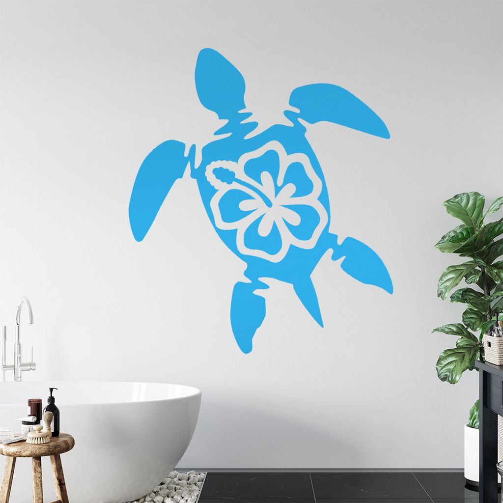Hawai Schildgröte Wandtattoo in 6 Größen - Wandaufkleber Wall Sticker - Dekoration, Küche, Wohnzimmer, Schlafzimmer, Badezimmer