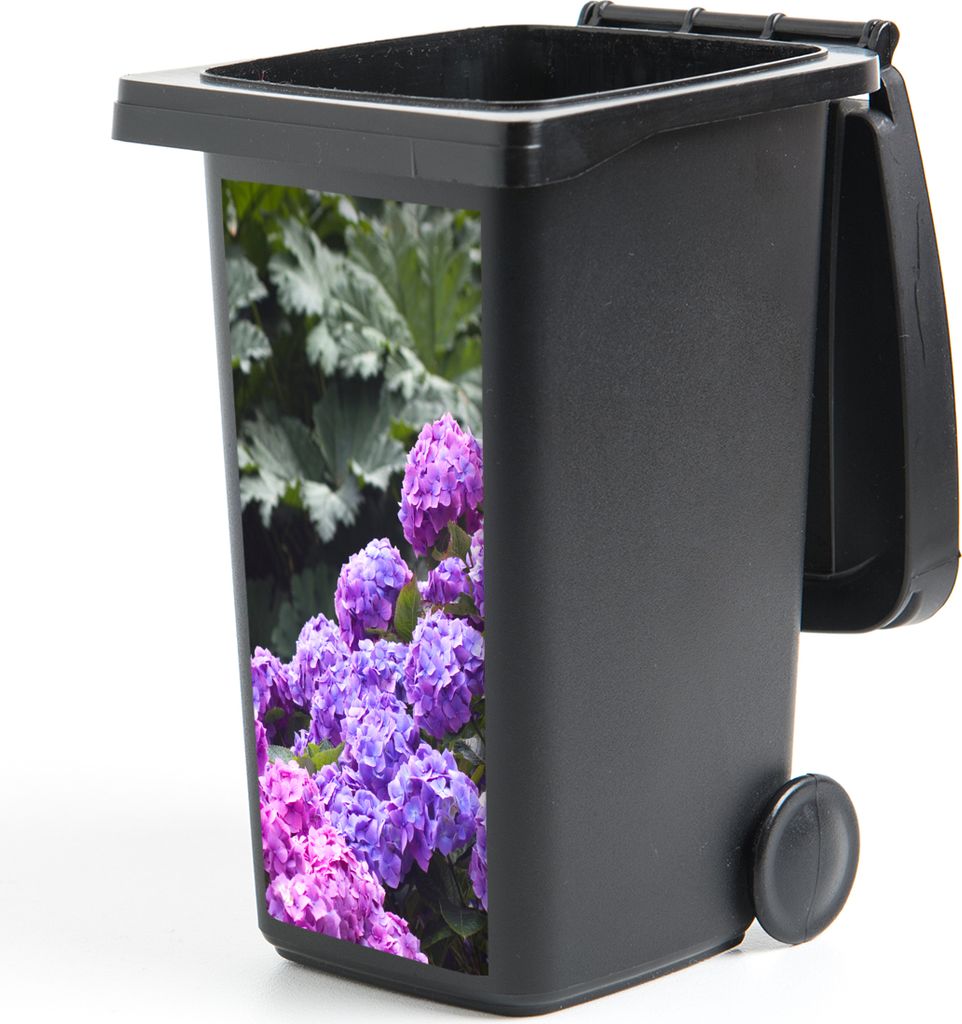 MuchoWow Mülltonnenaufkleber Rosa und lila Hortensien 38x80 cm - Behälteraufkleber - Mülleimer-Aufkleber - Container-Aufkleber