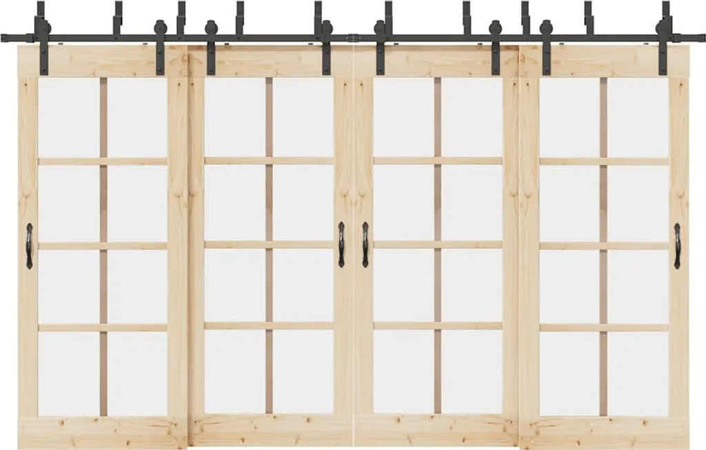 Kit de ferrures pour portes coulissantes 366 cm en acier noir robuste
