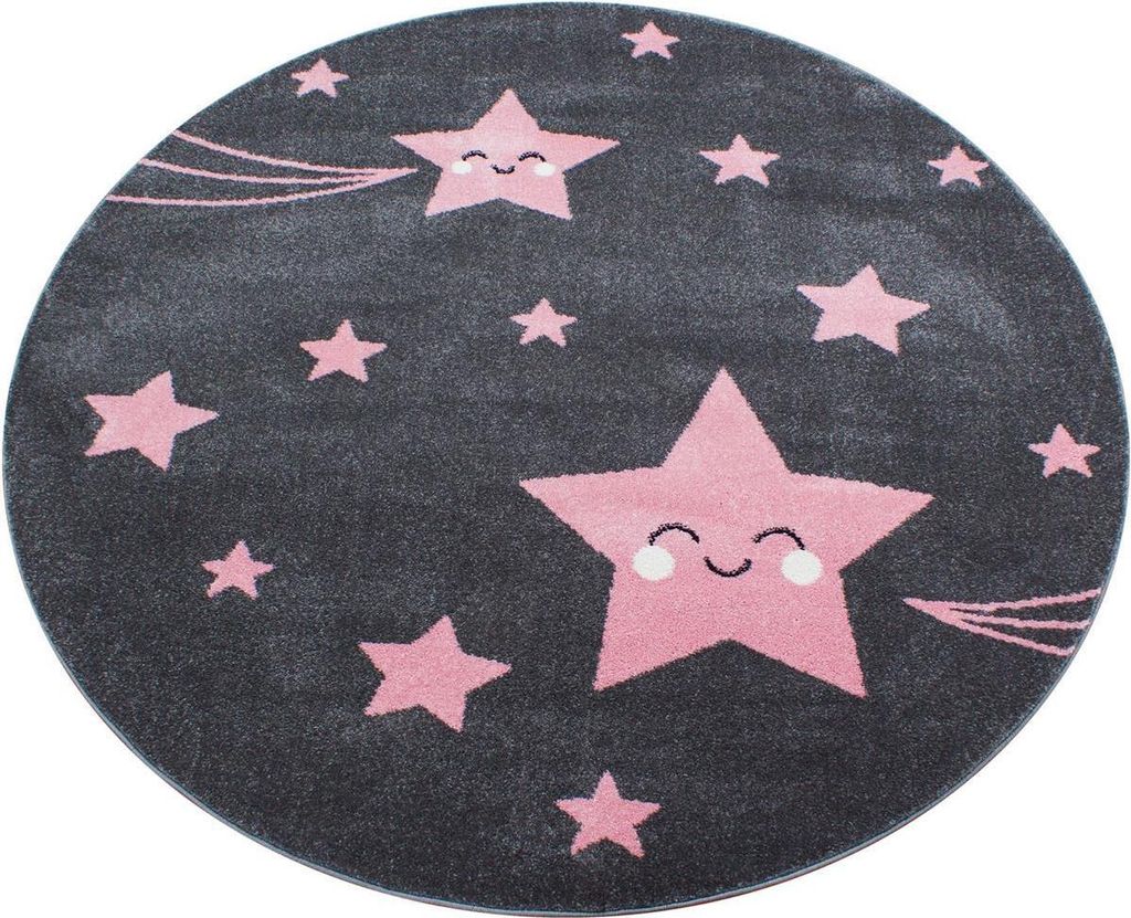Kinder Teppich KIDS Pink 120 cm Rund
