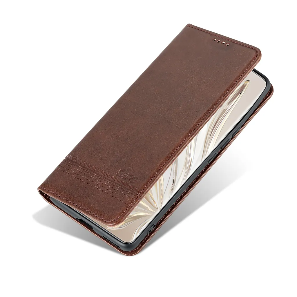 Suncase Custodia Originale In Vera Pelle Per Doro 6060 – Colore Caffè Antico – Con Chiusura Magnetica E Passante