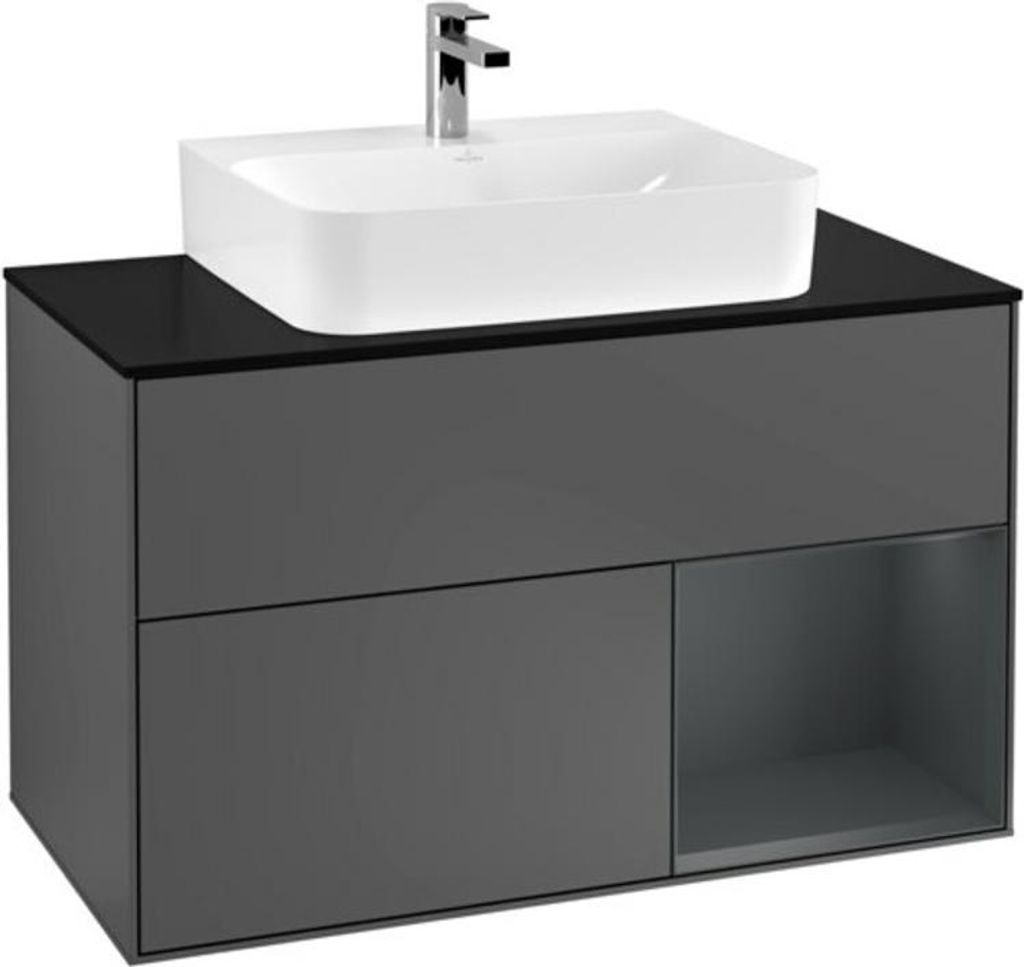 V&B Waschtischunterschrank Wandbeleuchtung Finion 100, Pl b m, Rg r md b m Lac, Anthrac. m