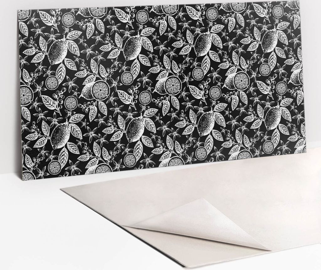Dekorative PVC Wandpaneele - Küchenpaneele Rückwand hart Innenwand - 100 x 50 - Schwarz -Weiß -Abstraktion