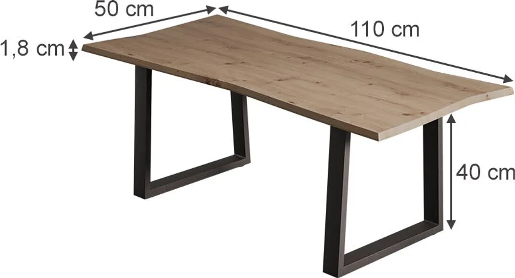 Table basse 110x50 cm Vicco Yan Artisan, rangement intégré et robuste - 3