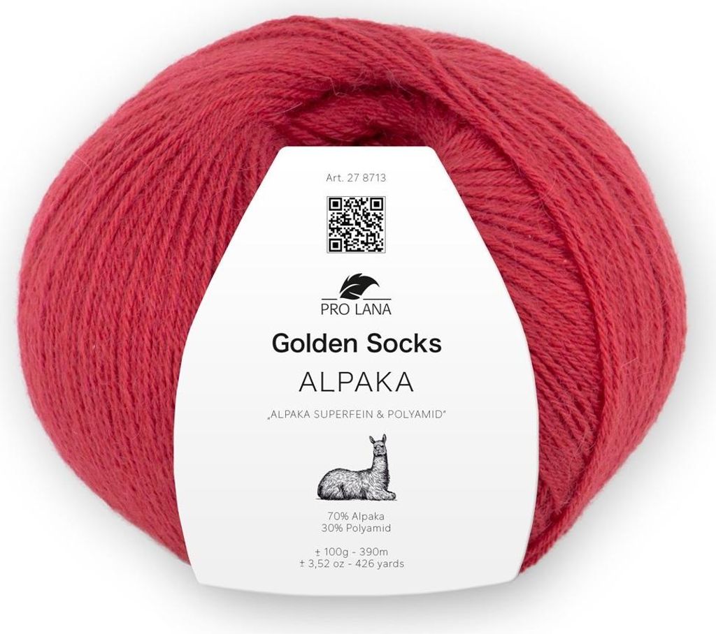 Pro Lana Golden Socks Alpaka,100g 4-fädig,traumhaft weich 70 % Alpaka,Sockenwolle 36 himbeer
