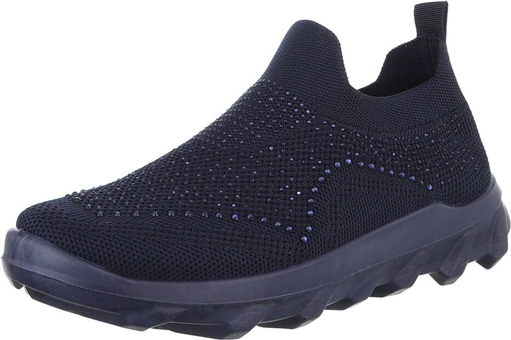 Ital-Design Damen Freizeitschuhe Halbschuhe Sneakers Low Mokassins Textiloptik Slipper 88843479 Dunkelblau Gr. 37