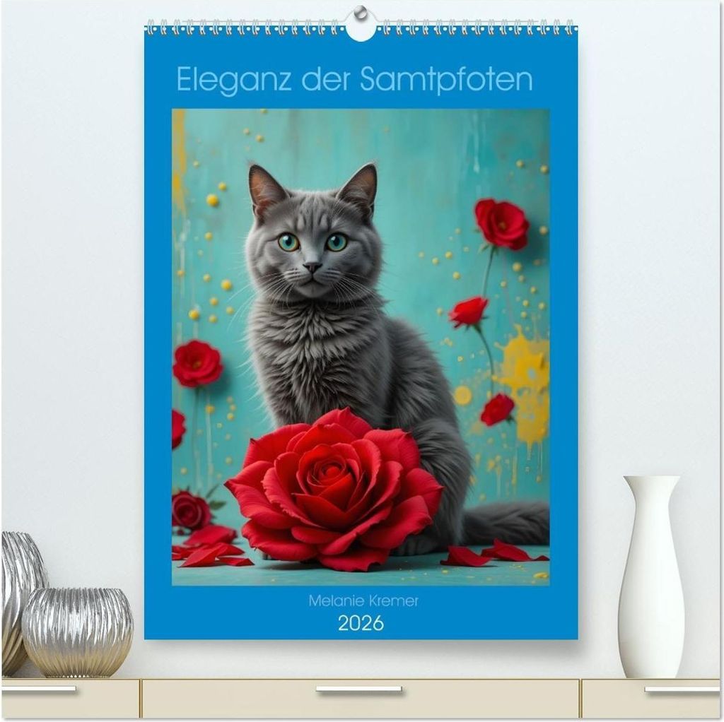 Eleganz der Samtpfoten (hochwertiger Premium Wandkalender 2026 DIN A2 hoch), Kunstdruck in Hochglanz