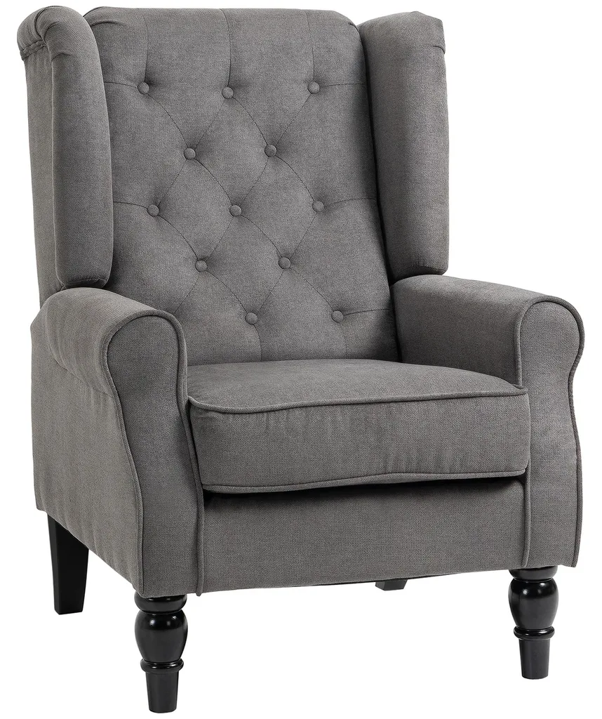 Petit canapé 1 place fauteuil relax HOMCOM gris pour salon et bureau