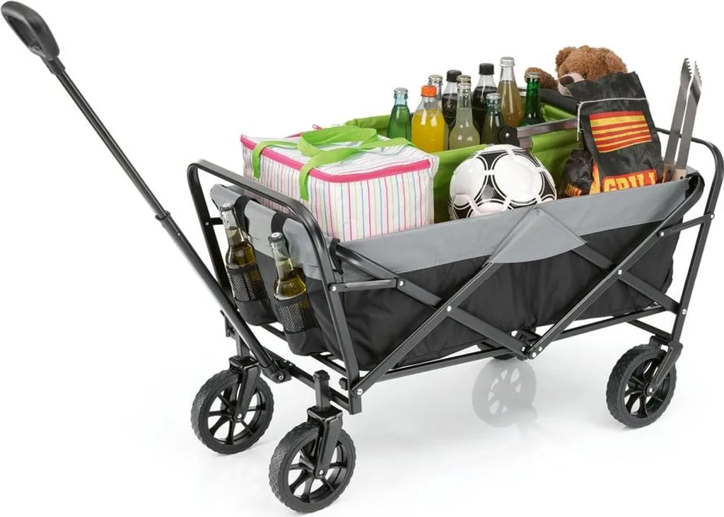 Bollerwagen Pliable avec Housse Nylon Robuste et Roues Pivotantes 360°