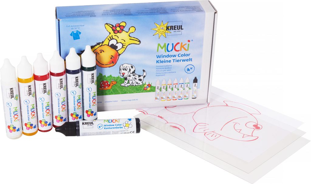 Penna a colori per finestre KREUL "MUCKI", set da 7 pezzi Immagine del prodotto 