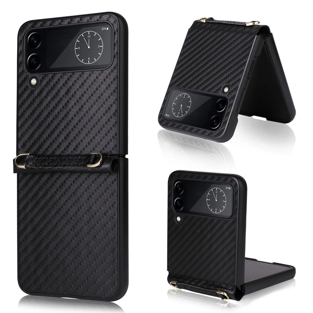 Für Samsung Galaxy Z Flip4 5G Kunstleder / Kohlefaser Handy Produktbild 