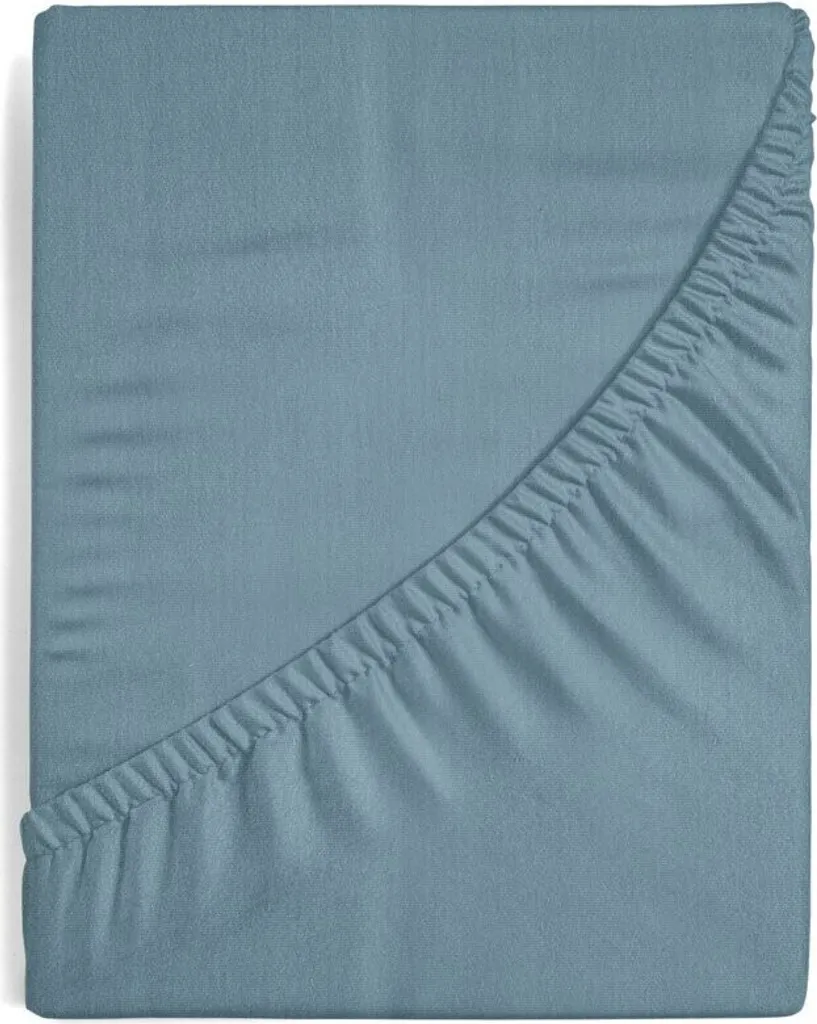 Drap housse infroissable bleu 220x200 coton jersey bonnet de 30cm - 4