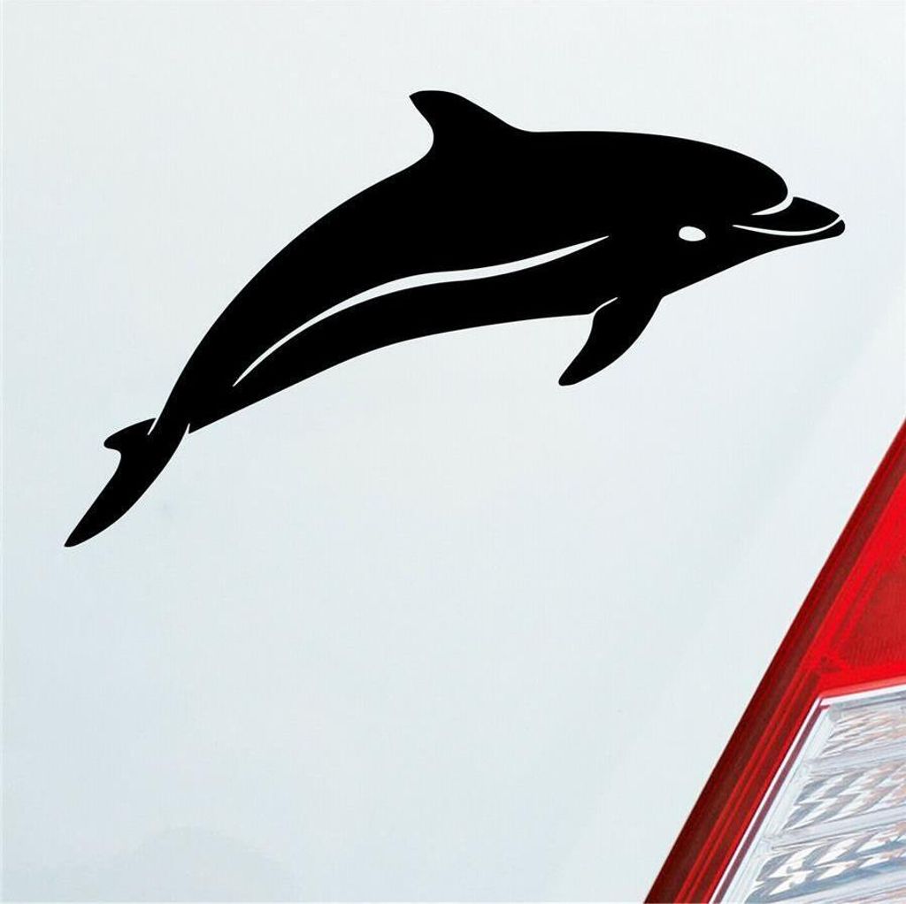 Auto Aufkleber Delphin Delfin Fisch Tier Tuning 12x7 cm Schwarz Glanz Sticker Heckscheibenaufkleber