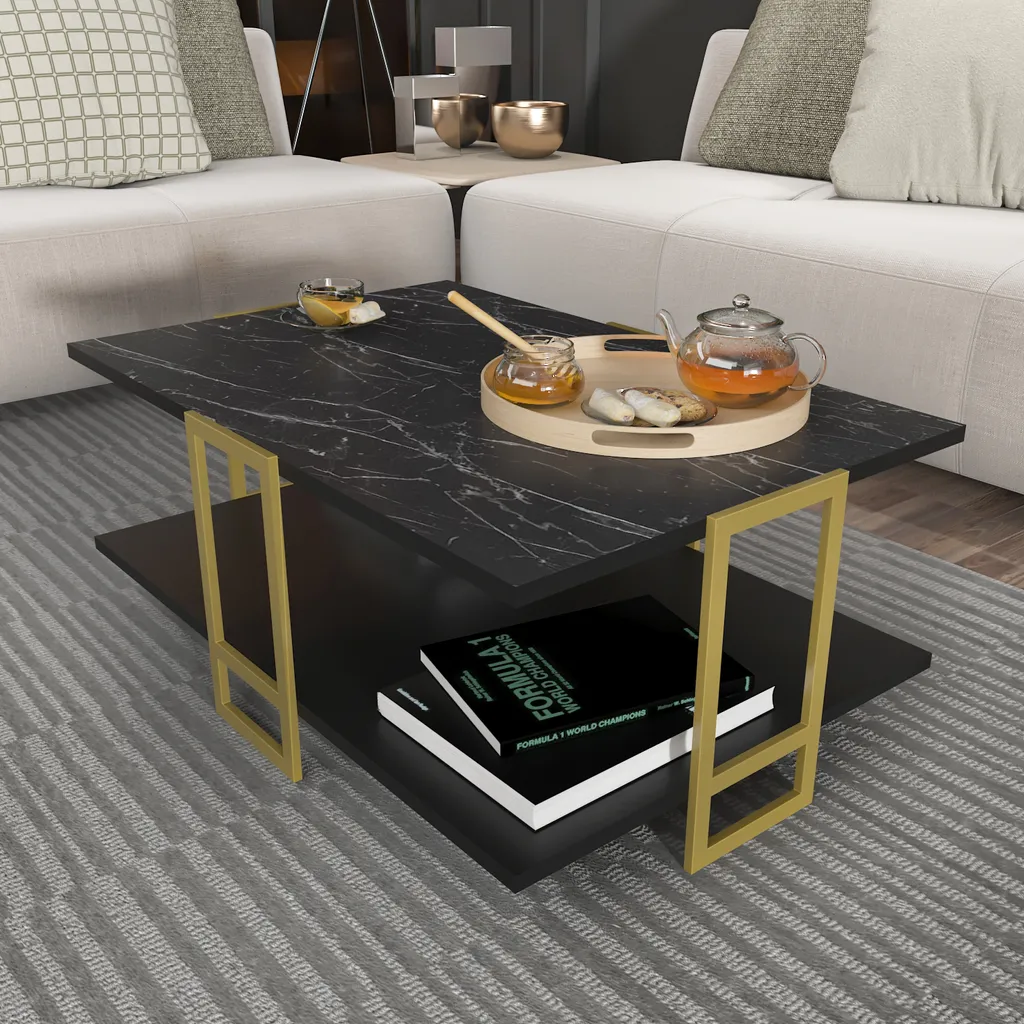 Table basse 91,5 cm Polka finition Bendir & Gold | Mobilier Robuste