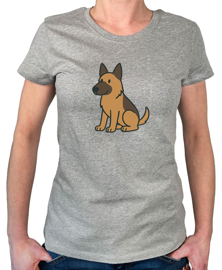 Huuraa Damen T-Shirt Malinois Comic Malis XS Sport Grey Bio Baumwolle Fairtrade Damenshirt Geschenkidee