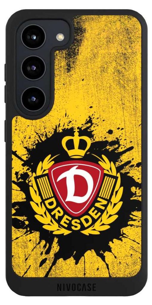 NIVOCASE Handyhülle für Samsung Galaxy S23 Hülle NIVOpure Case Schwarz Fußball Offizielles Lizenzprodukt SG Dynamo Dresden