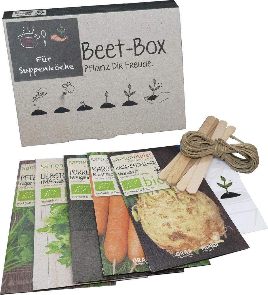 Beet Box - Für Suppenköche - Saatgut Set inklusive Pflanzkalender und Zubehör - Geschenkidee für Hobbygärtner