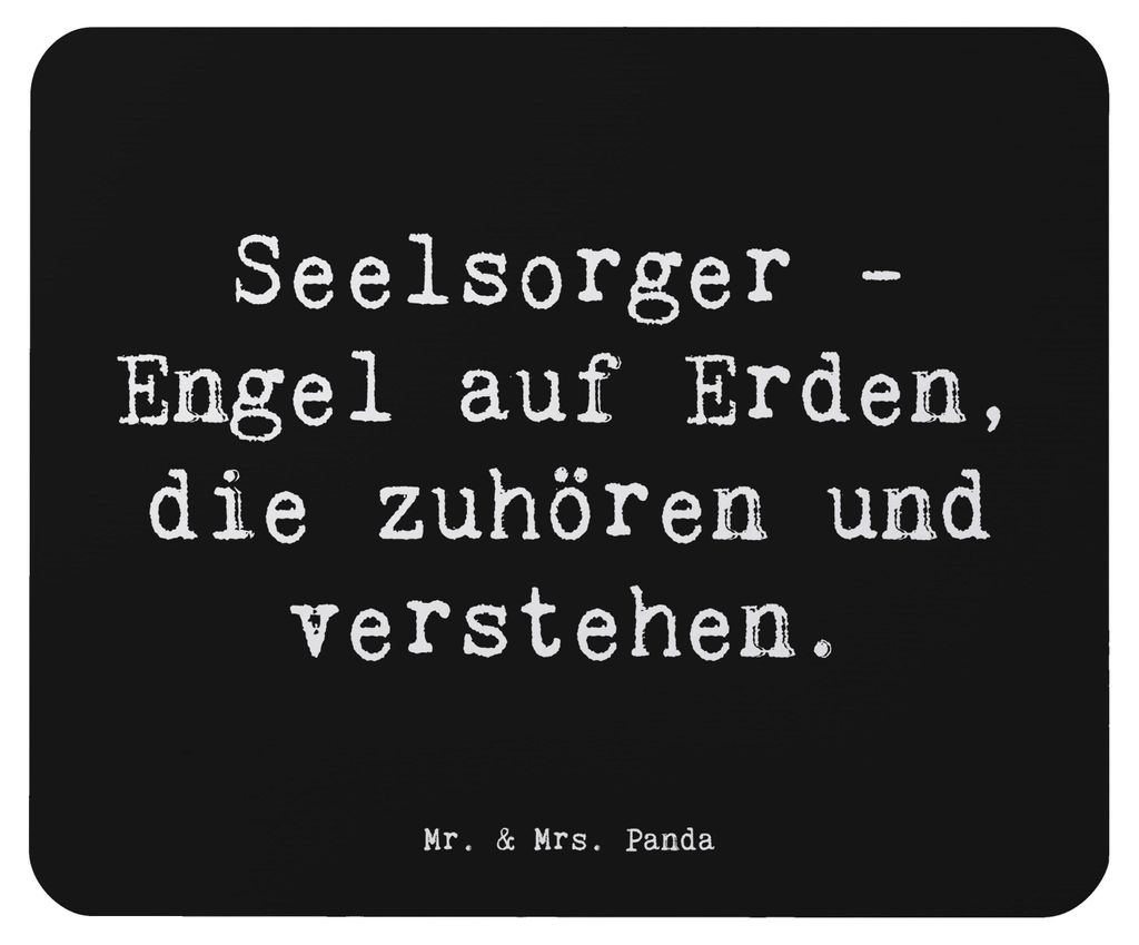 Mr. & Mrs. Panda Mousepad Spruch Seelsorger Engel - Schwarz - Geschenk, handgefertigt, Dankeschön, mousematte, Bedanken, Aufmerksamkeit, Danke sag...