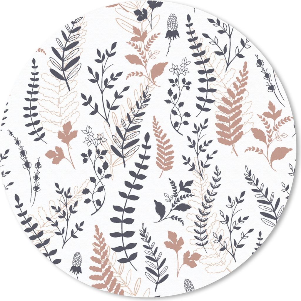 MuchoWow Mauspad Mousepad Blätter - Blumen - Design 50x50 cm - Mousepads - Maus Mat - Pad - Mausunterlage - Vinyl