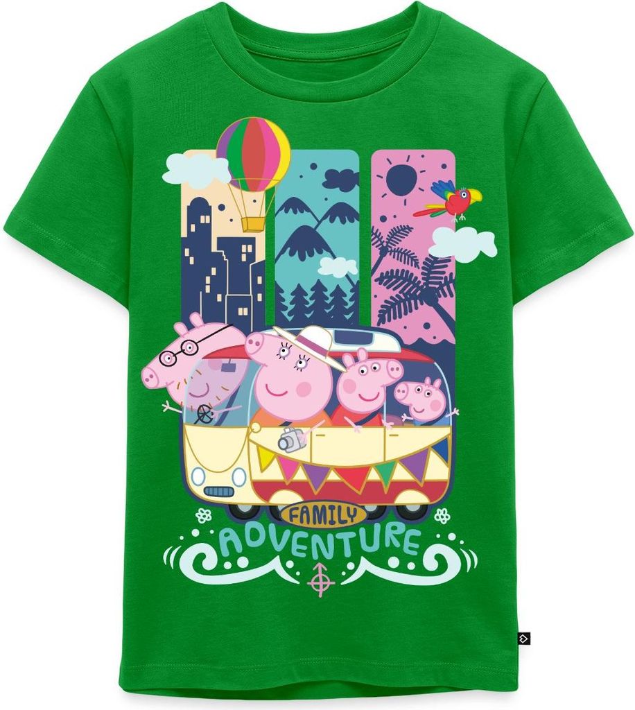 Spreadshirt Peppa Wutz Roadtrip Schorsch Mama Wutz & Papa Wutz Kinder Premium T-Shirt, 122/128 (6 Jahre), Grün