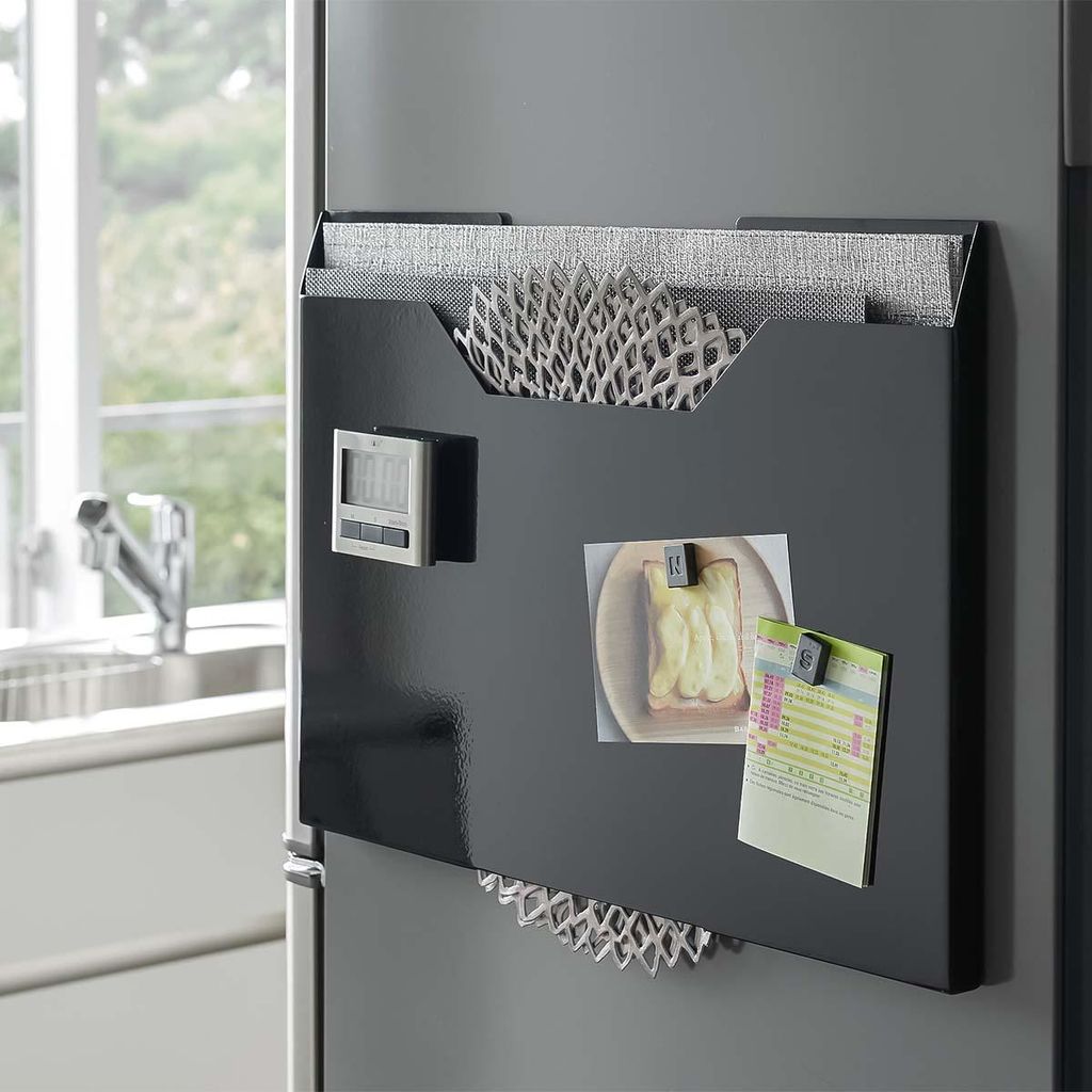 Yamazaki Tischset Aufbewahrung für Platzdeken Platzsets schwarz modern magnetisch für Sets bis 50cm Tower 04887