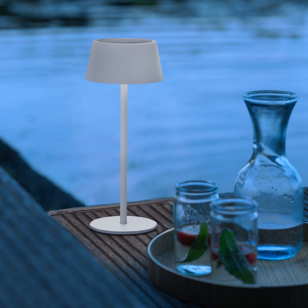 BRILLIANT biela vonkajšia stolová lampa Picco | dobíjanie Obrázok produktu 1