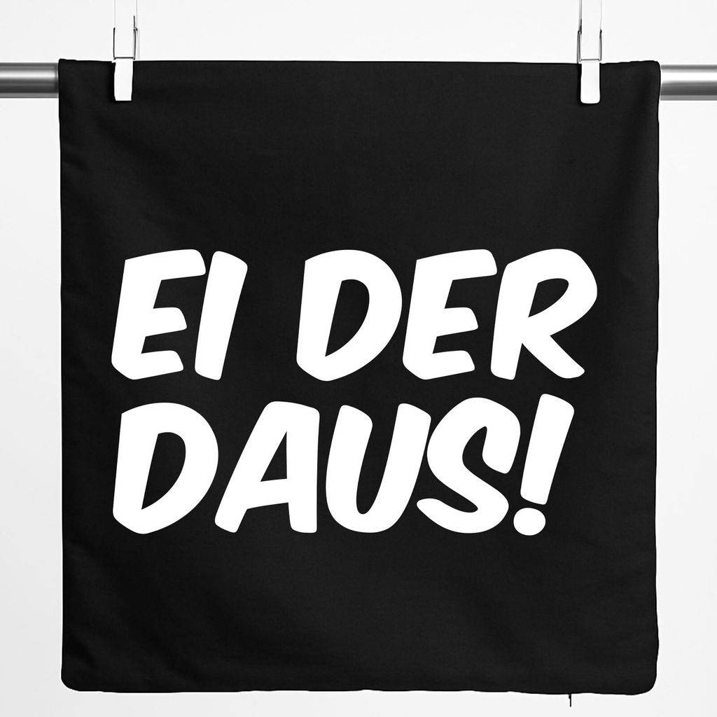 Huuraa Kissenbezug Ei der Daus Schriftzug 40x40cm Black Baumwolle Dekokissenbezug Geschenkidee