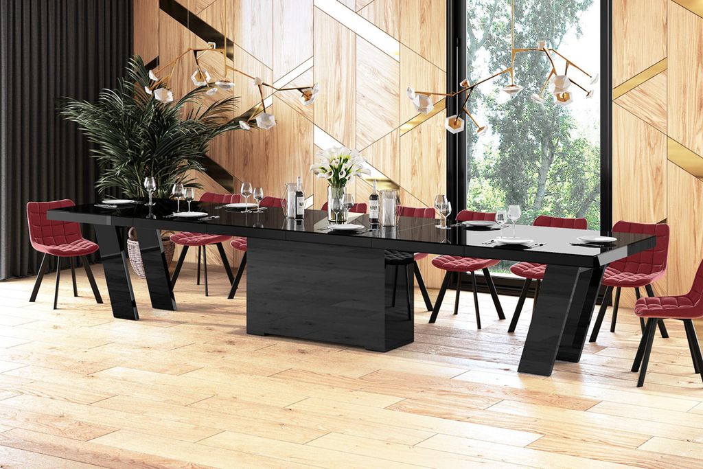 Design Esstisch Tisch HEG-111 Hochglanz XXL ausziehbar 160 bis 412 cm