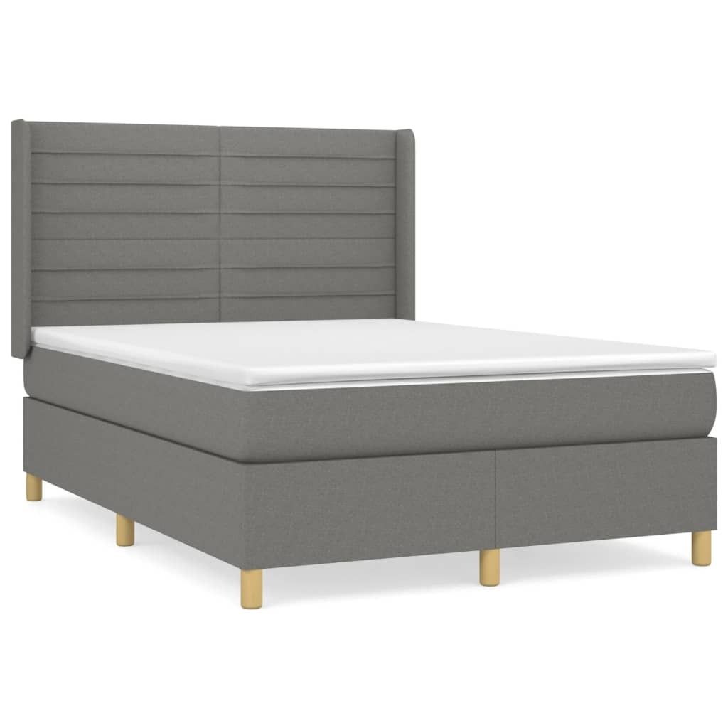 "WINTER SALE"Boxspringbett/bettgestell - Bettrahmen - Doppelbett - mit Matratze Dunkelgrau 140x190 cm Stoff - Polsterbett Klassische Betten NEU1950635